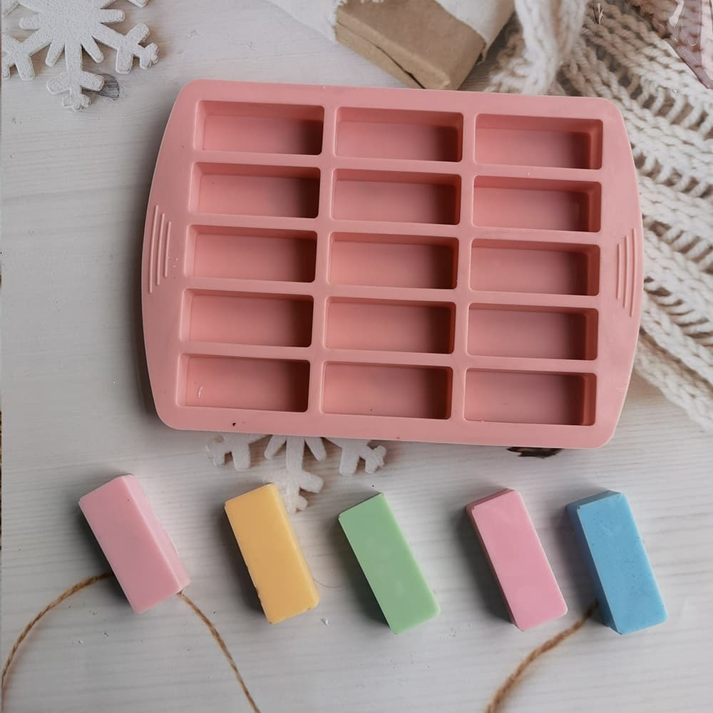 15-Cavity Long Strip Small 188 Silicone Mold for Cake, Ice Cream, Pudding, Dessert, Soap, Baking Tool