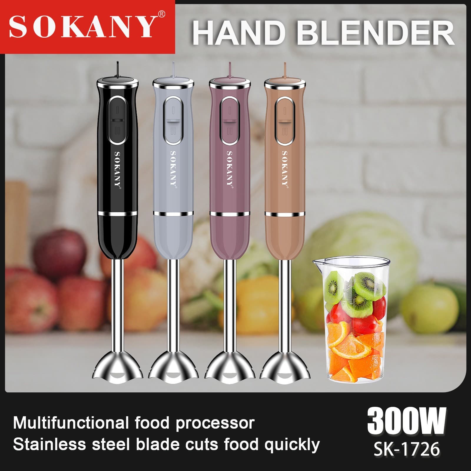 Cross-border Hand Blender Baby Food Maker Stick, Household Handheld Egg Beater Juicer Milkshake Meat Grinder Blender