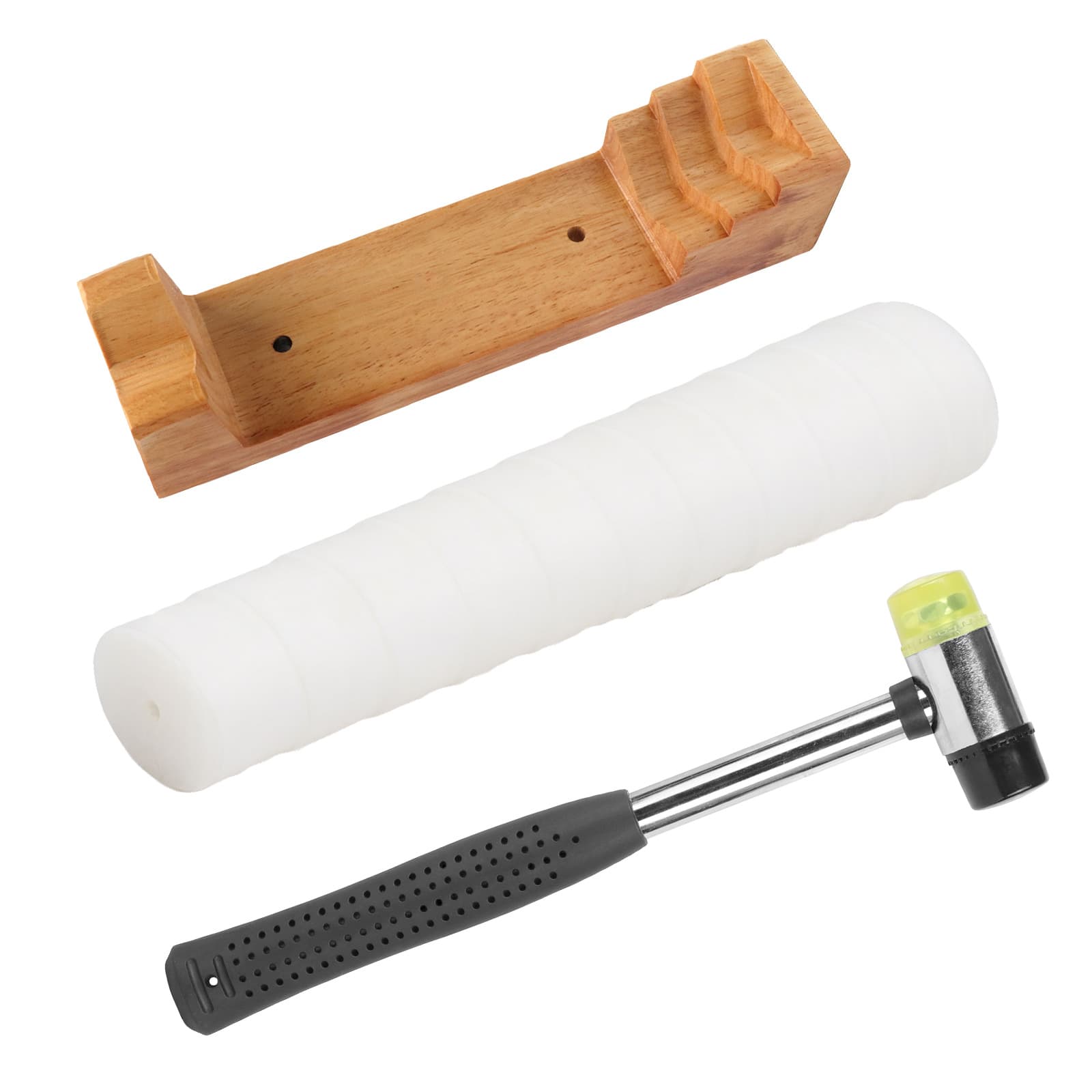 Solid plastic bracelet wand, bracelet ring mouth shaping and rounding tool set, 3 pieces, solid wood ring and bracelet base gold-plated