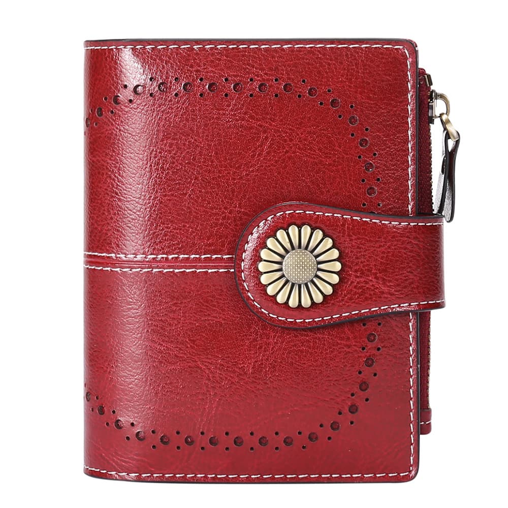 Cross-border Hot Selling Tri-fold Wallet Women Short European American Oily Wax Leather Coin Zipper Card Holder Wallet Women