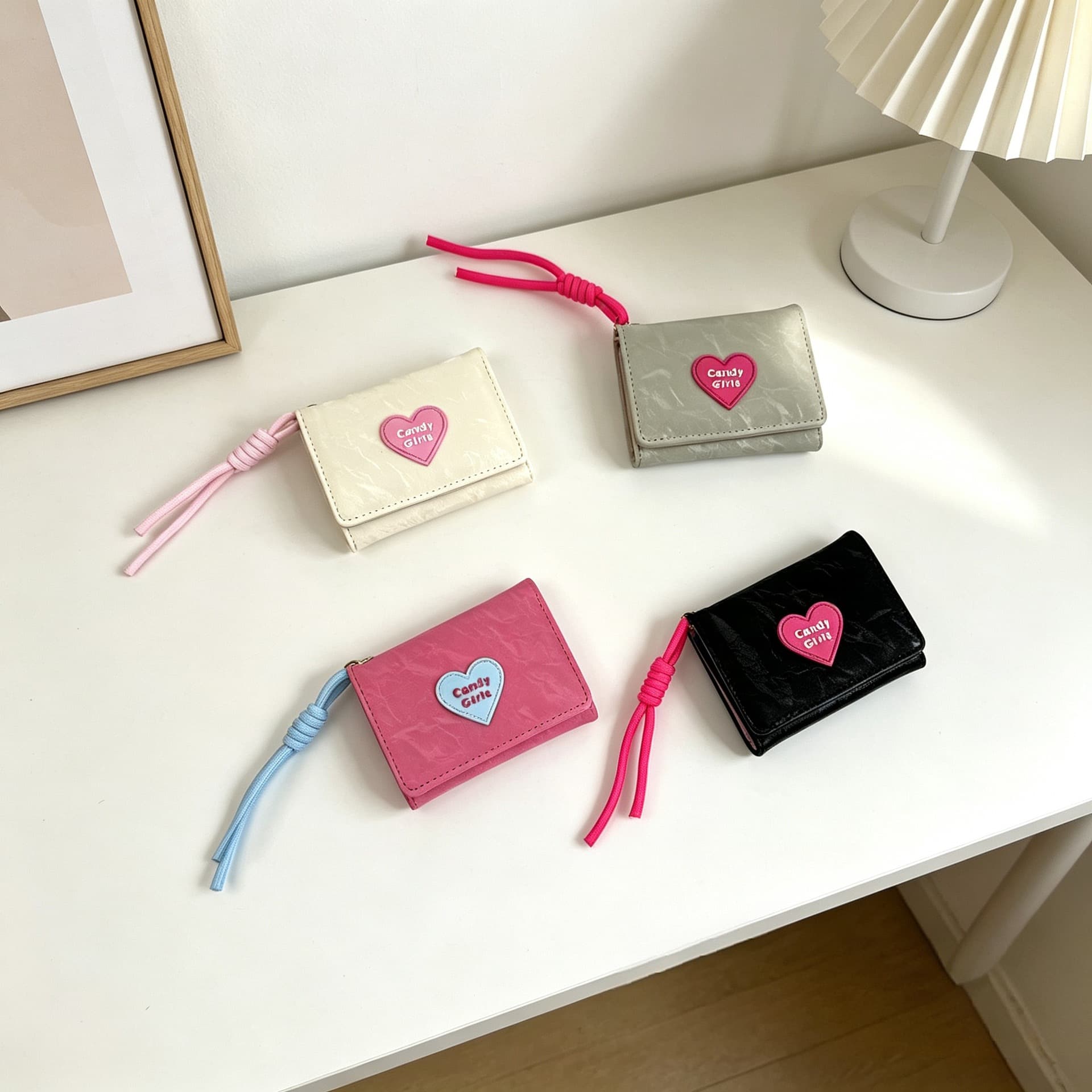Lanyard Wallet ~ Korean Style Ins Love Candy Wallet Women's Casual Short Women's Wallet Wholesale 70% off Students