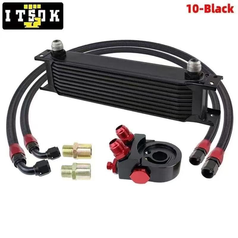 British 10-Row 15-Row Oil Cooler AN10 Engine Oil Cooler with Angled Adapter