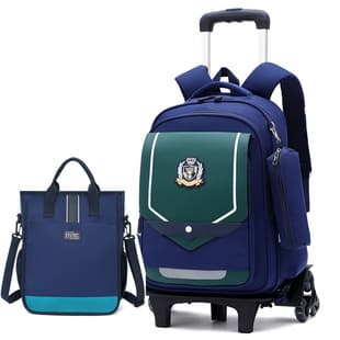 Children's Trolley Backpack for Elementary Students, Waterproof, Boys and Girls, Wheeled Pull-Along, Stair-Climbing, Grades 1-6, Large Capacity