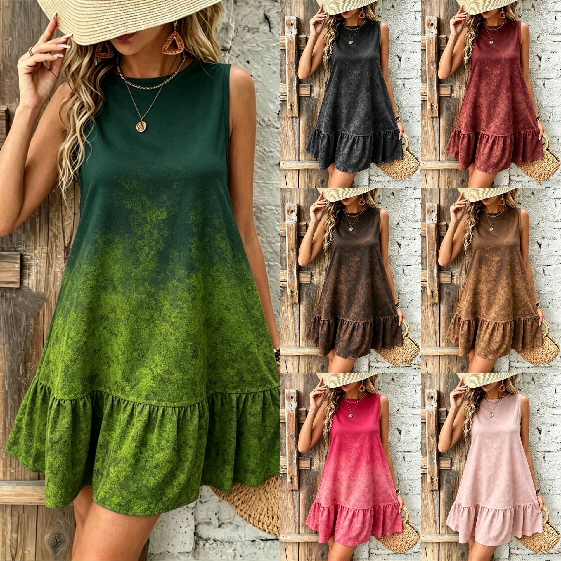 2026 New Cross-Border Plus Size Women's Summer Printed Dress, Multi-Color Options, Direct from Factory