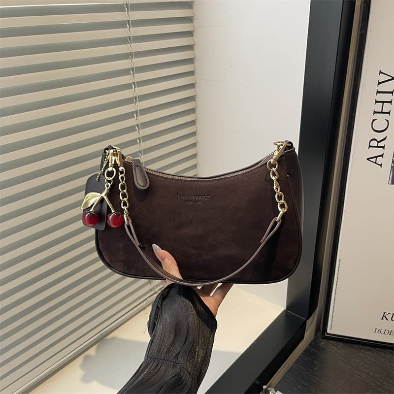 Popular Suede 2025 Fall New Simple Fashion Large Capacity Handbag Shoulder Bag Underarm Crossbody Small Bag for Women