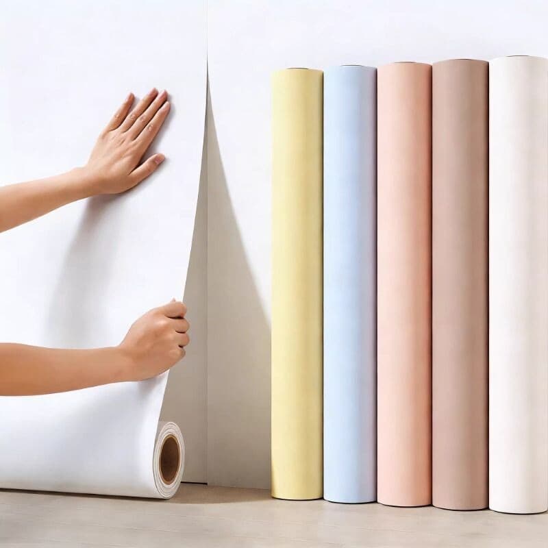 Putty white opaque solid self-adhesive wallpaper for student dormitories and rental rooms, wall background wall covering, waterproof and moisture-proof