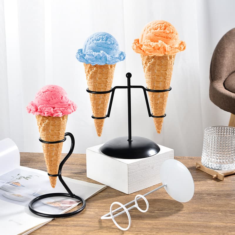 Iron Cone Holder, Sundae Crispy Ice Cream Display Stand, Dessert Table Decor, Creative Push Bucket Rack