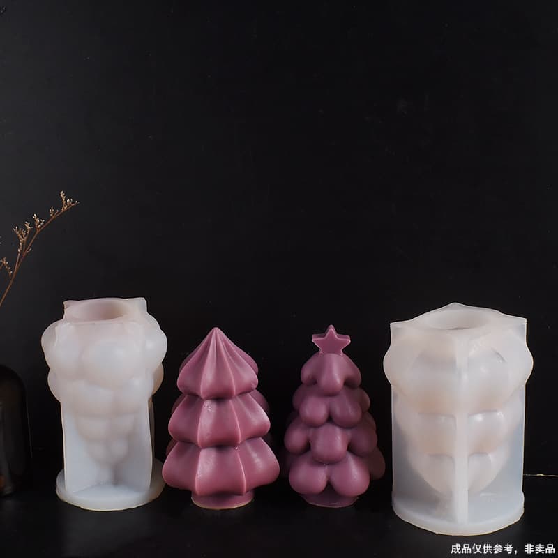 New Christmas Tree Candle Mold, Star Cream Ice Cream Christmas Tree Holiday Ornament DIY Candle Silicone Mold