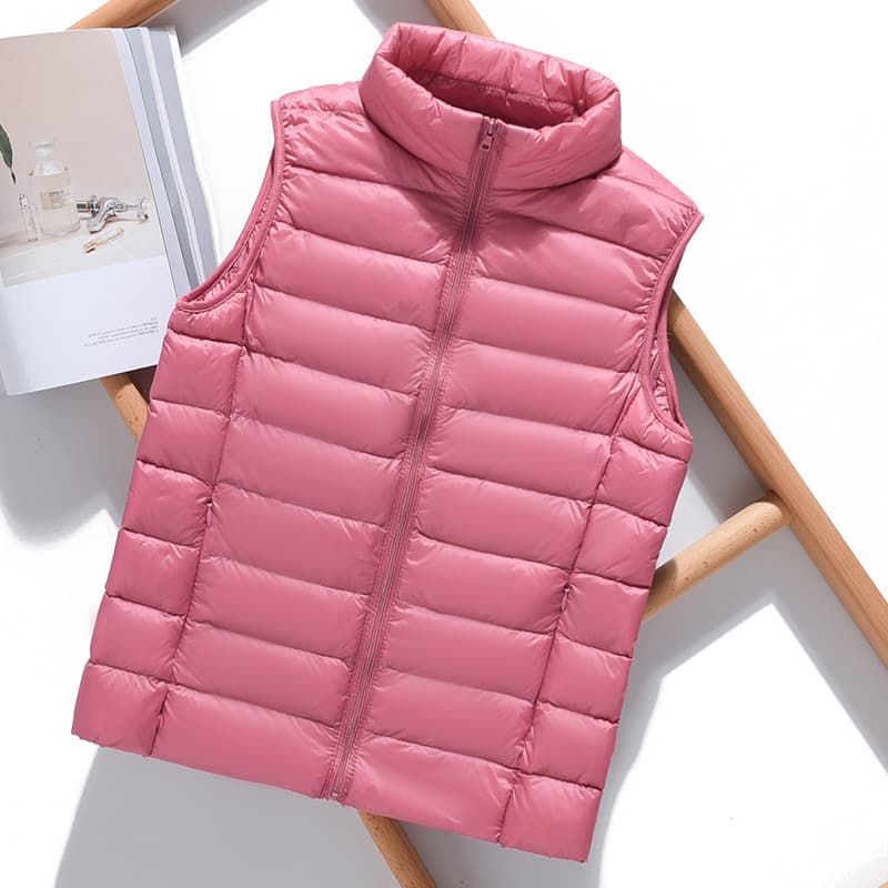 Women's Lightweight Down Vest, Short Stand-Up Collar, Slim Fit, New Autumn/Winter Style Down Vest, Plus Size Outerwear Vest