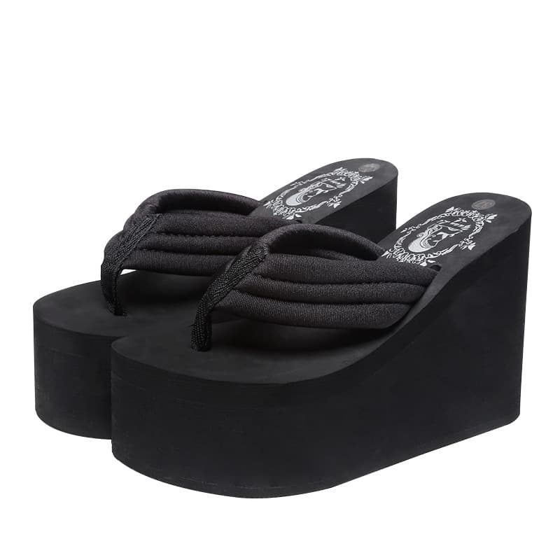 8cm Flip Flops with Anti-Slip Sole for Summer Beach Vacation Travel Women's Shiny Sandals