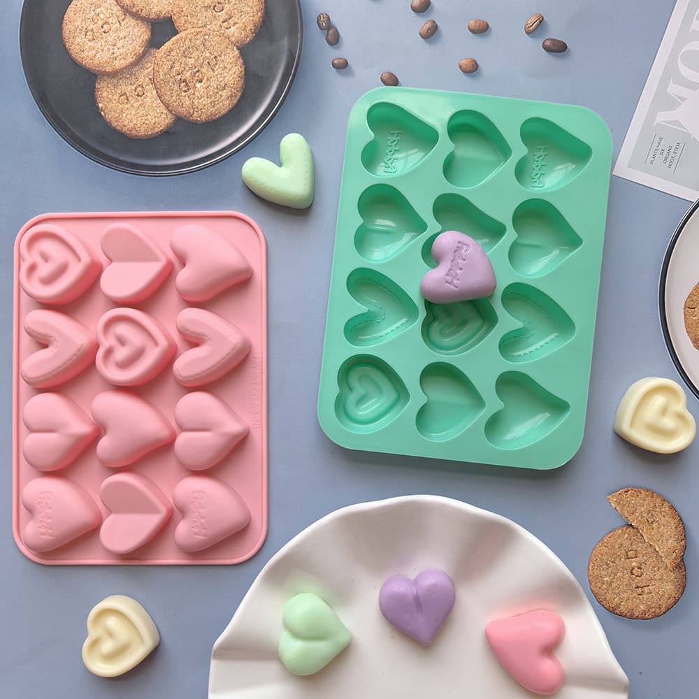 12-Cavity 6 Styles Heart 701 Candy Chocolate Silicone Mold DIY Baking Biscuit Cake Decorating Mold Ice Cube Tray