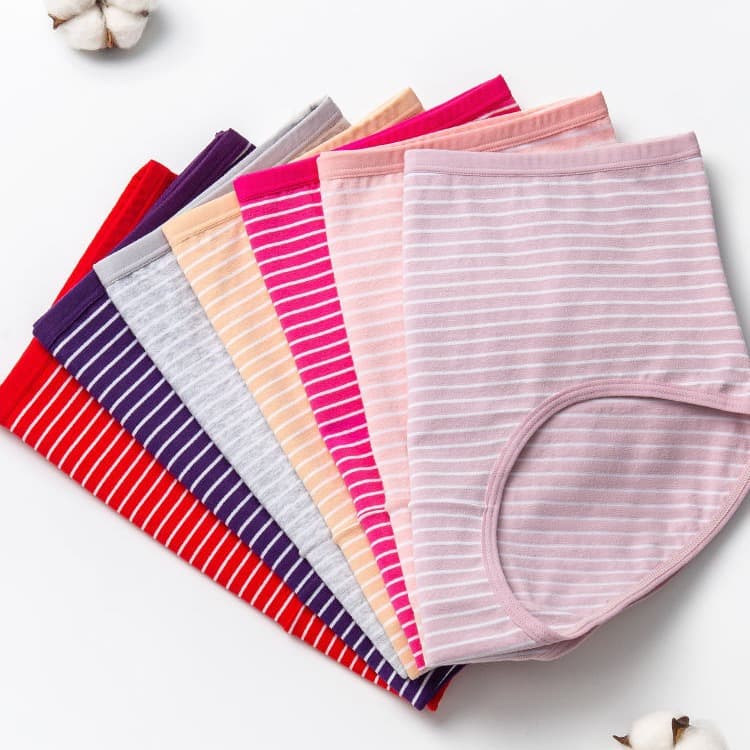 New Four Seasons Universal Hip Cotton High-Waist Underwear Comfortable Breathable Fashion Striped Ladies Briefs Factory Outlet