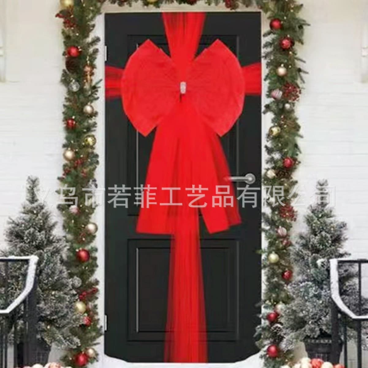 12 Yuan Cross-border Exclusive Double-layer Luxury Christmas Wreath Extra Large Red Diamond Bow Set High-end Mesh