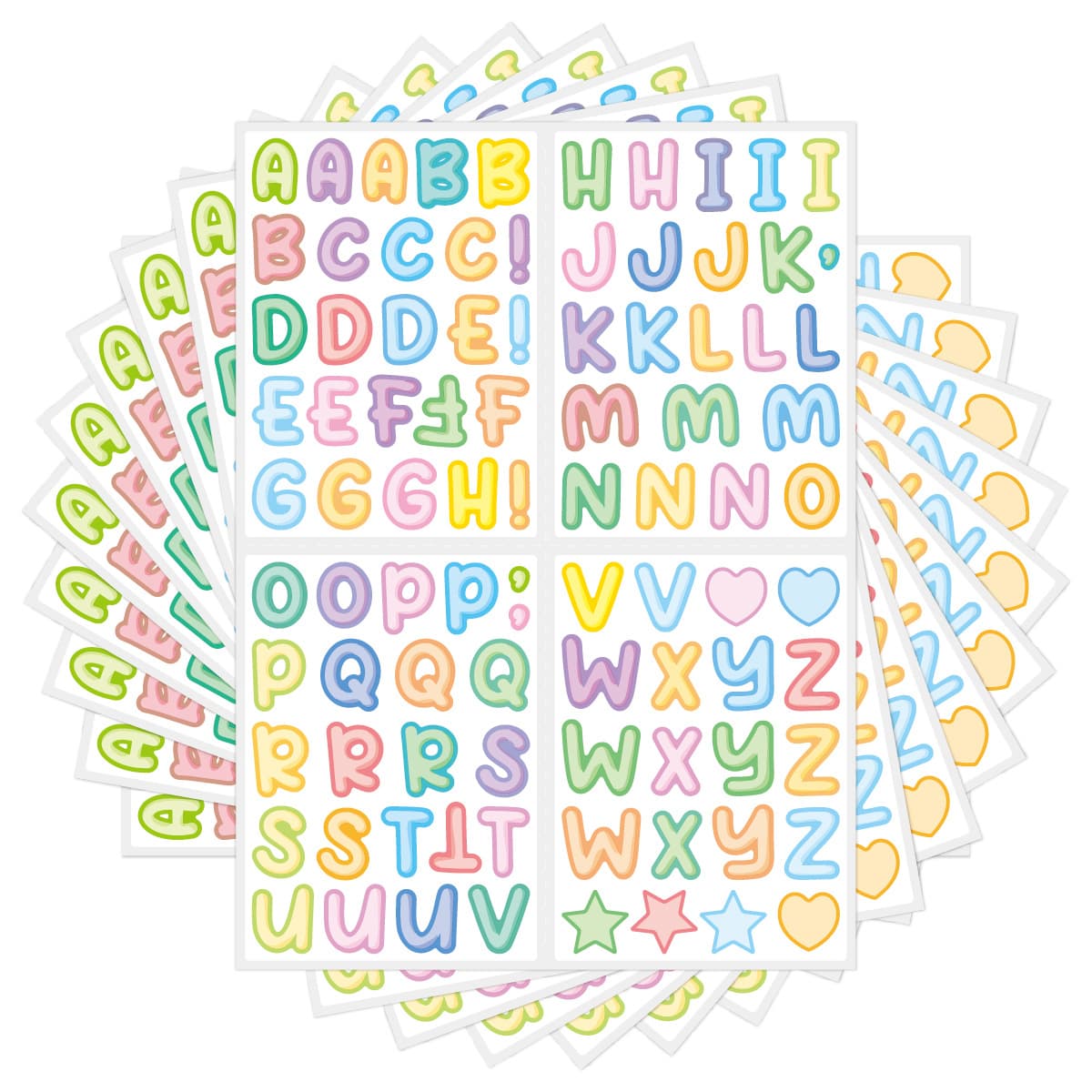 Colorful letter stickers English children's cartoon diy water cup lunch box name tag wholesale waterproof letter stickers