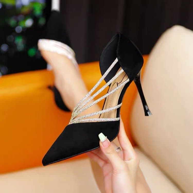 French High Heel Design with Unique Temperament, Goddess Style 2025 Summer New Trendy Rhinestone Shoes