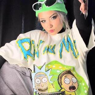 civilregime Rick Series Pure Cotton Sports Cute Cartoon Women's Fitness Breathable Wholesale Short Sleeve T-Shirt