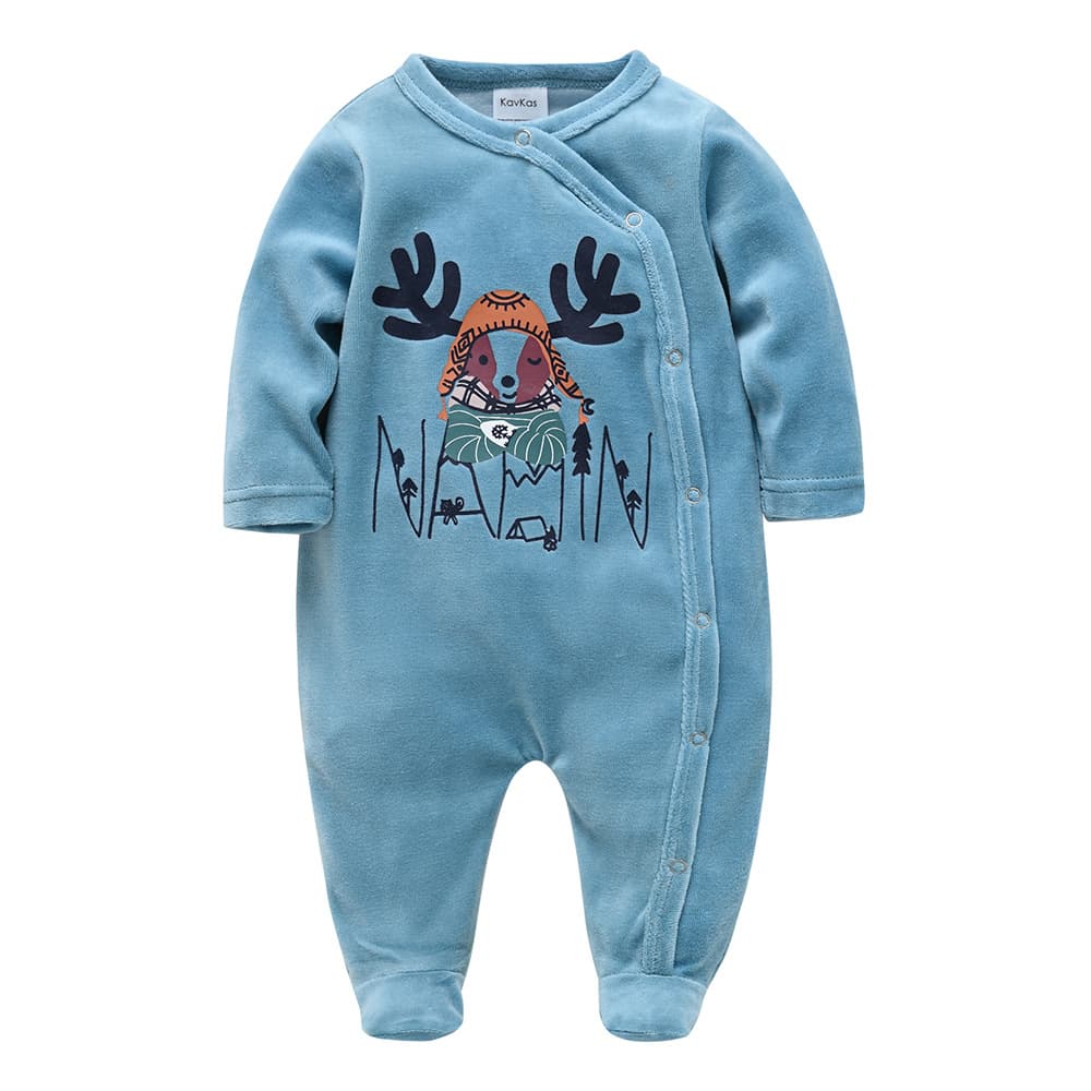 Baby Boy Velvet Long Sleeve Crawler Clothes Autumn Season Newborn Size 0-6 Months Korean Style Infant Outfit Allergy Free Cotton