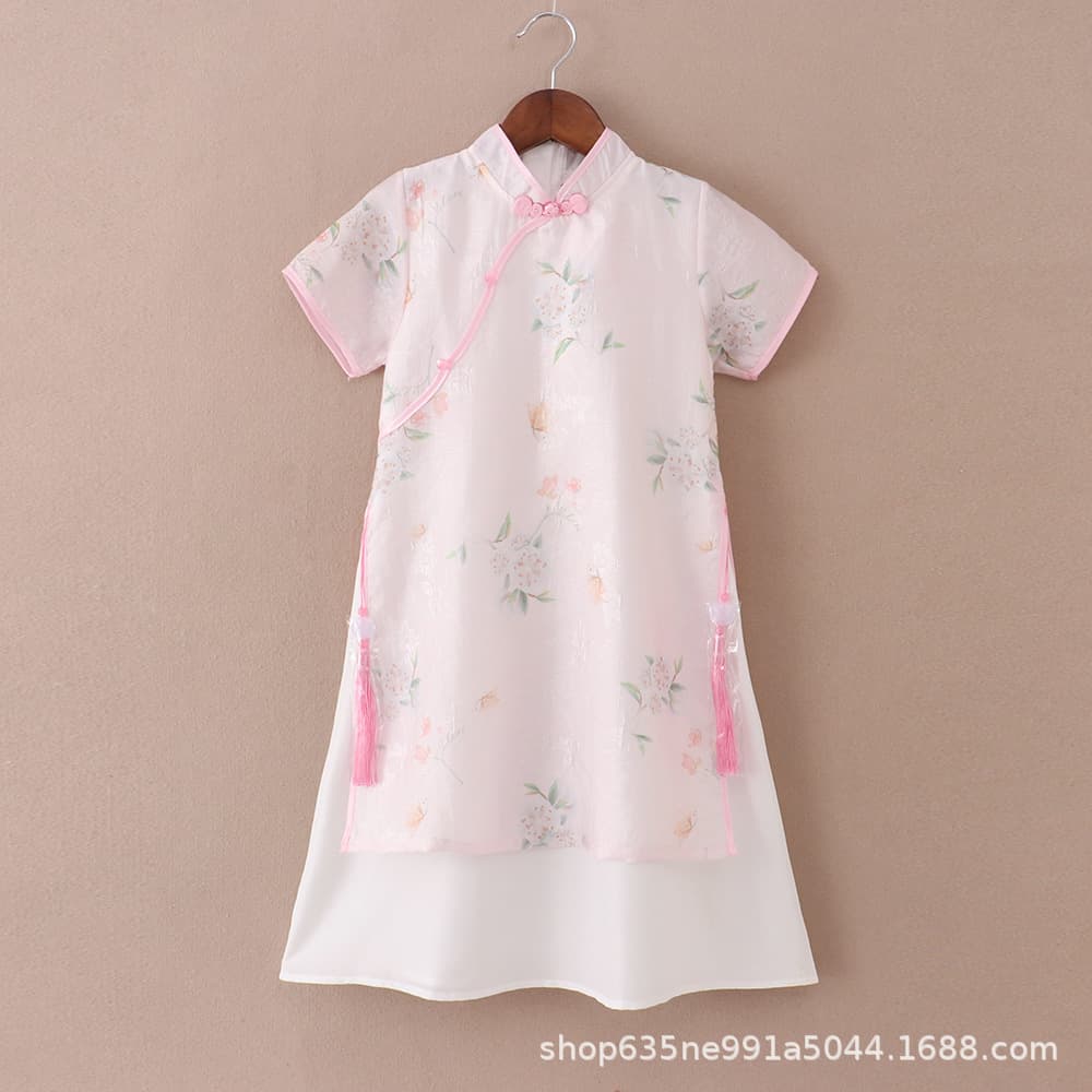 2025 Girl's Medium to Large New Style Chinese Cheongsam, Toddler Dress, Children's Day Performance Outfit, Hanfu Parent-Child Set Trendy