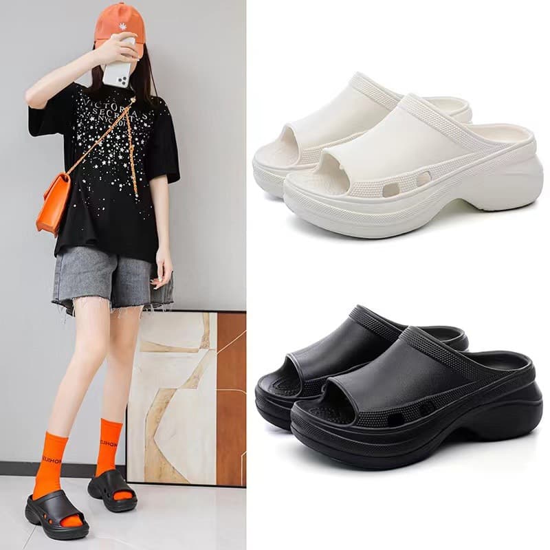 2024 New EVA Thick Sole Women's Slippers One-Piece Design Internet Viral Anti-Slip Height-Increasing Slippers Fashionable Trendy