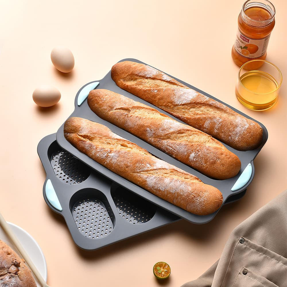 Cross-Border Three-Groove Baguette Silicone Mold French Non-Stick Baking Bread Pan Food-Grade Oven Cake Mold