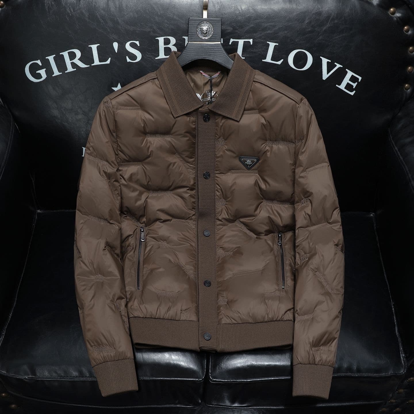 European High-End Knitted Patchwork Lapel Down Jacket for Men, Short Slim Fit, Stylish White Duck Down Coat for Winter