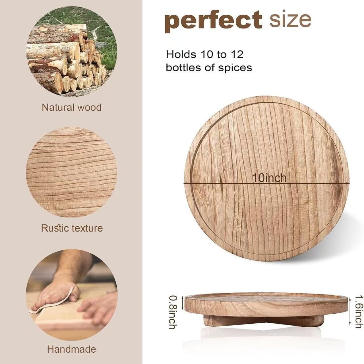 Solid Wood Tray Round Base, Aromatherapy Candle Decorative Plate, Cosmetics Spice Display Plate, Wooden Base
