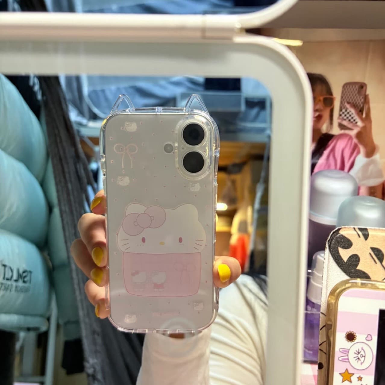Basket Hello Kitty iPhone 16 Pro Max Phone Case Cat Ears Compatible with Apple 15 Pro Max Cute 14 Case