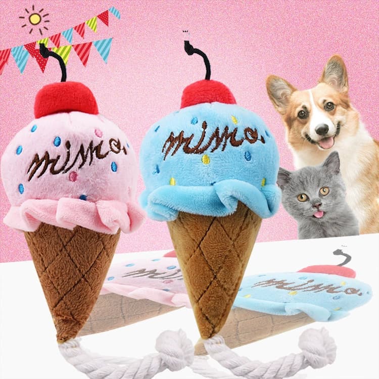 Pet Toys Two-Color Ice Cream Sound Toy Pink and Blue Pet Dog Toys and Supplies Cat Toys
