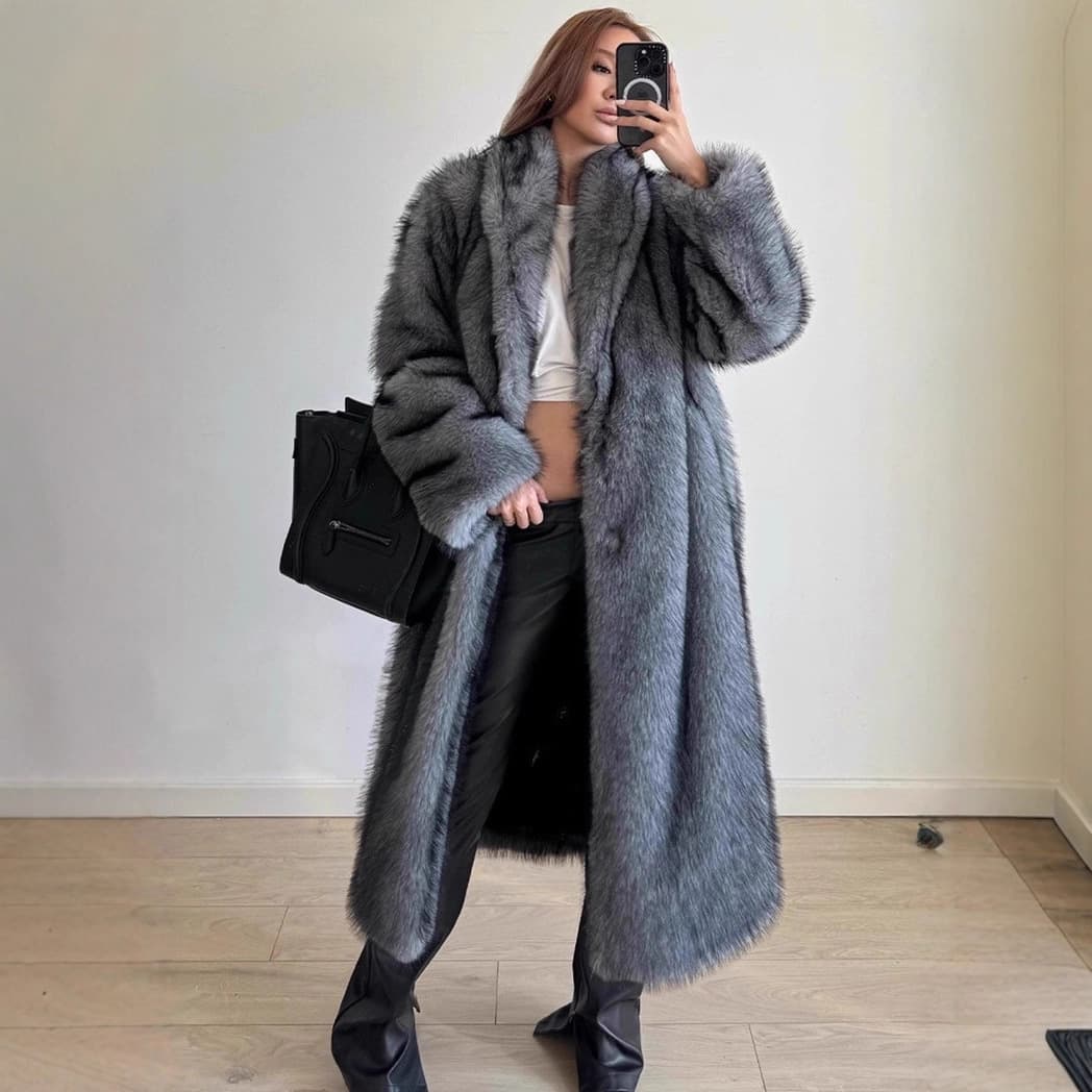 Cross-border fur coat foreign trade women's fashionable warm imitation fox fur raccoon fur eco-friendly fur coat Russia