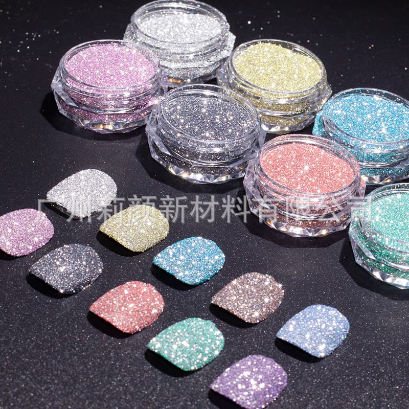 Nail Art Crystal Diamond Glitter Powder 1g Pack, Trendy Bling Reflective Disco Sugar Woolen Powder Nail Decorations 10 Colors