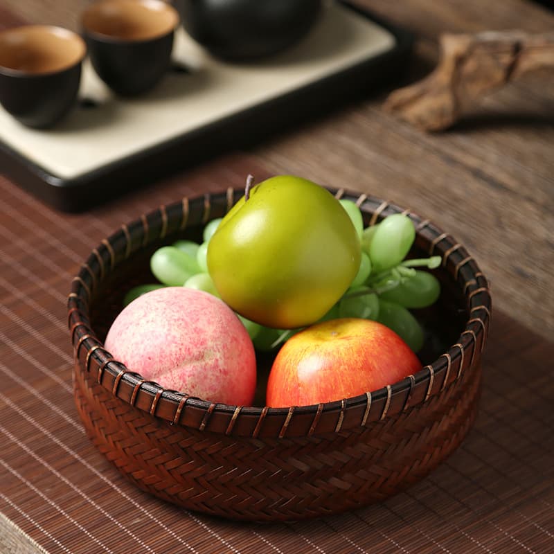 Bamboo antique tea tray, Chinese dessert bowl, fruit plate, fruit basin, tea tray, Japanese nut dish, tea ceremony accessories