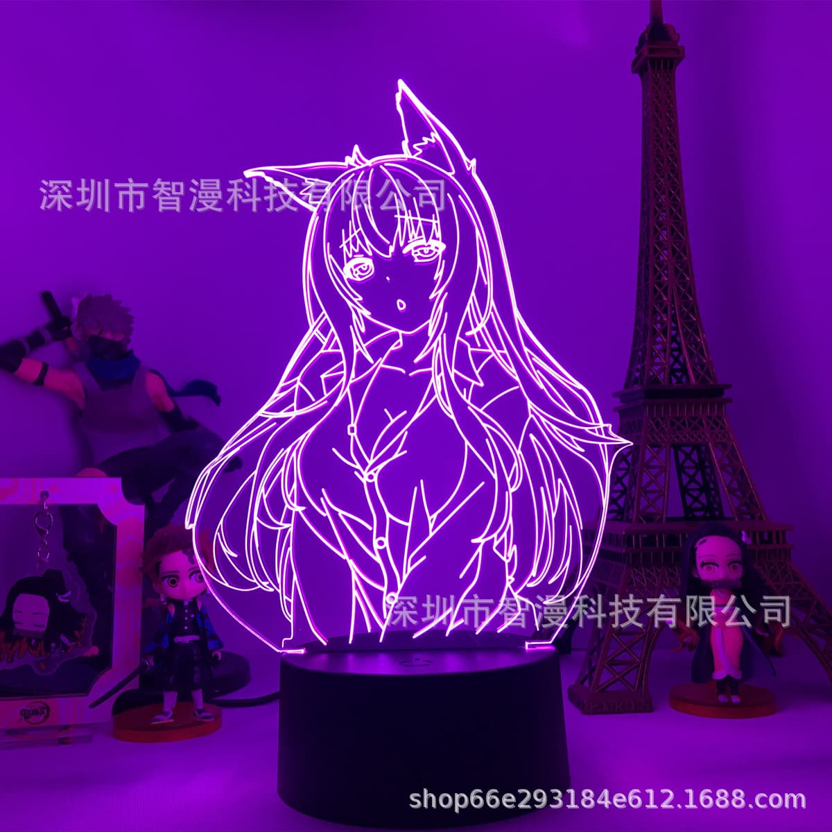 Cross-border Source Game Nekopara Catgirl Paradise Touch 7-Color Remote 16-Color Creative Gift Lamp Bedside Lamp