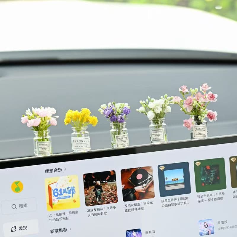 Healing Mini Vase Car Interior Decoration Dashboard Screen Plant Ornament for Women