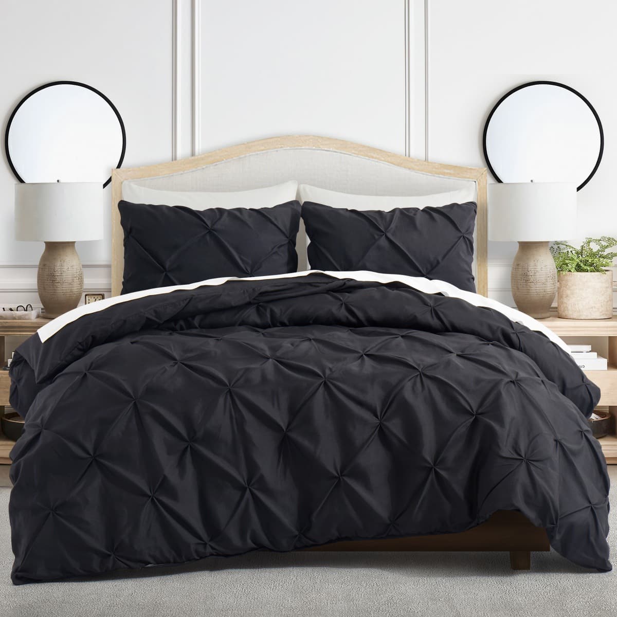 Cross-border Amazon Ruffled Craft Black Pleated Duvet Cover Home Textile Bedding Three-Piece Set for Foreign Trade Factory Wholesale