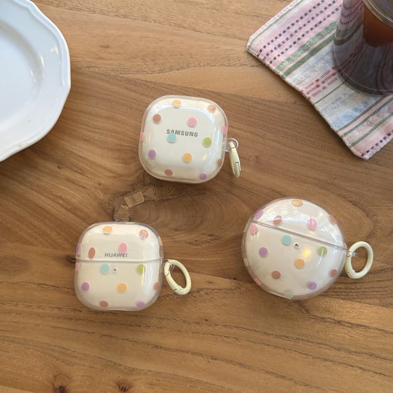 Ins Korean-Style Transparent Color Polka Dot Freebuds7I Earphone Protective Cover Suitable for Huawei Freeclip2 Samsung Earphones
