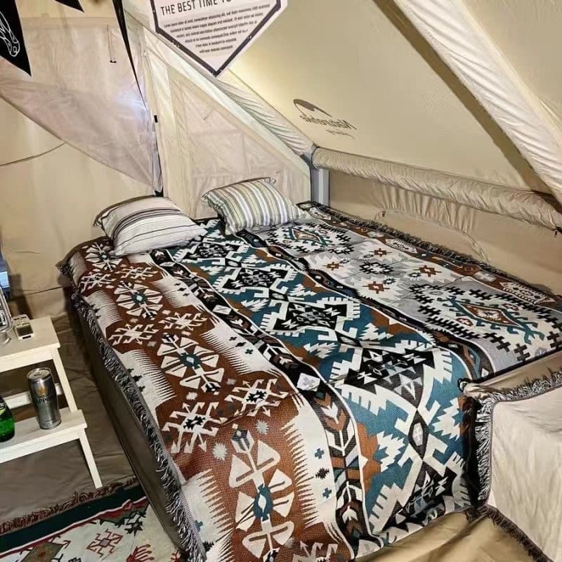 Camping Blanket Outdoor Throw Nap Cover Bed Blanket Bohemian Tent Floor Mat Decorative Carpet Sofa Blanket