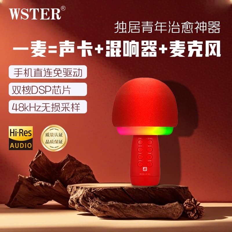 JC-301 All-in-One Wireless Bluetooth Microphone Speaker for Children and Family TV Karaoke Singing