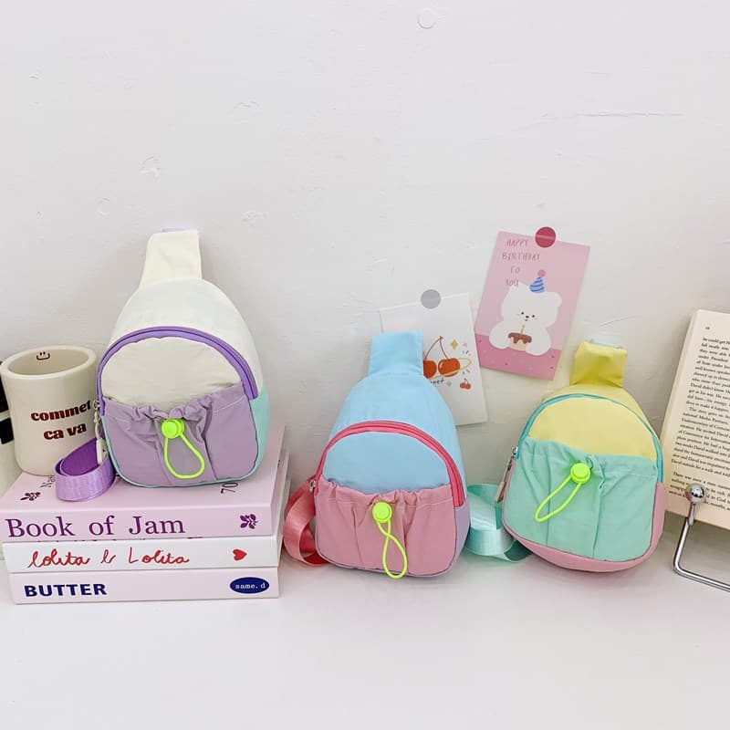 Custom Children's Chest Bag 2025 Summer New Color-blocked Nylon Single Shoulder Small Bag, Fashionable Versatile Girls' Crossbody Bag
