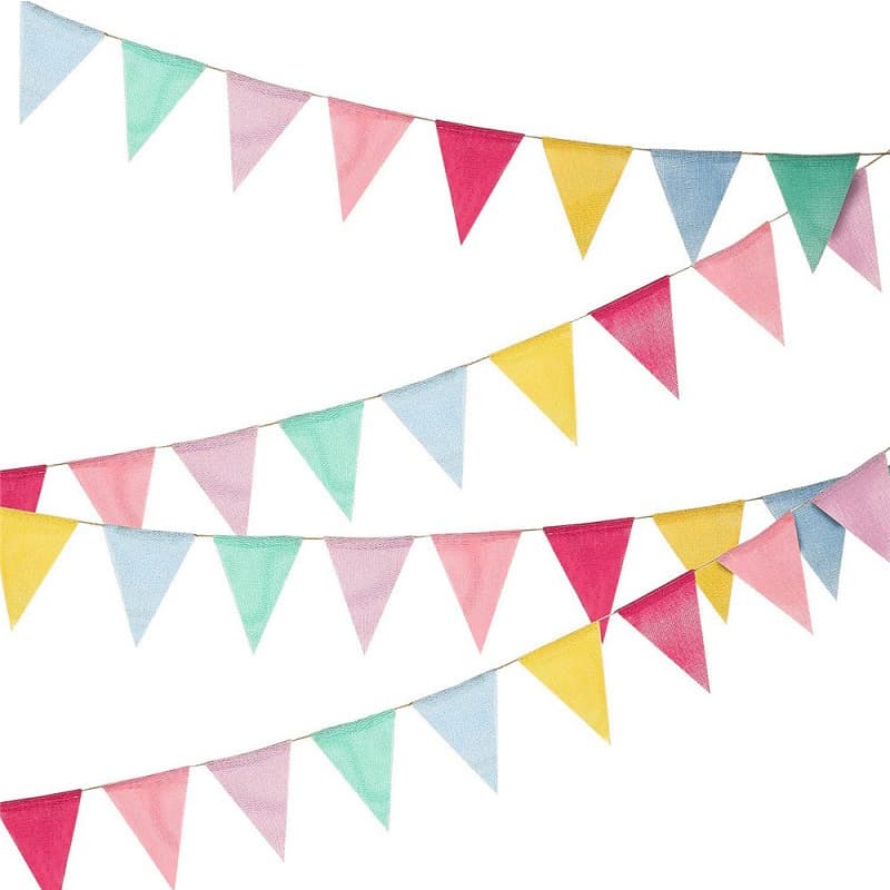 Cross-border Linen-Look Triangle Bunting Wedding Decoration Party Garland Hanging Flag Birthday Wedding Decorative Pennant Banner