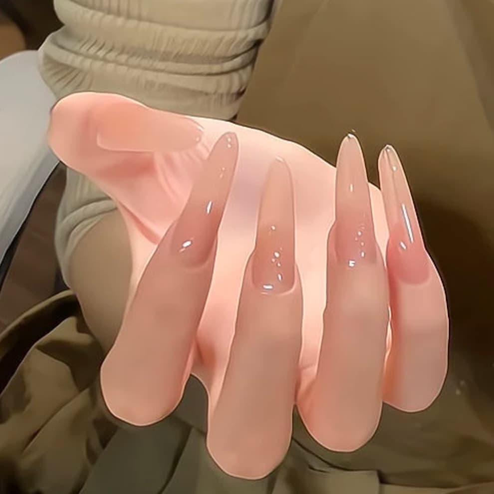 Versatile Minimalist Elegant Pure Alluring Hua Fei Niang Niang Nude High-End Huan Huan Long Wearable Nails Finished Nail Wholesale