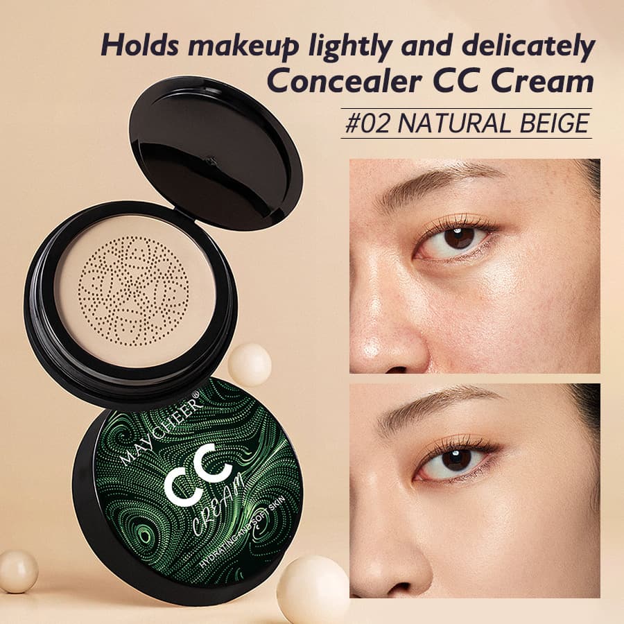 MAYCHEER Mushroom Air Cushion BB Cream Moisturizing and Softening CC Hydrating Concealer is light and long-lasting, does not stick to powder and is not easy to remove makeup.