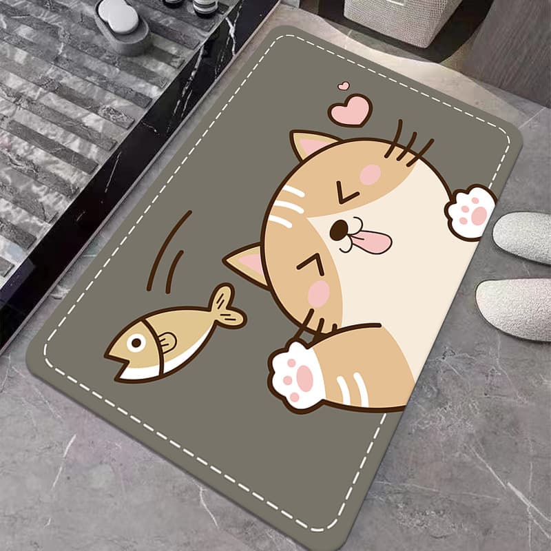 New Diatom Mud Bath Mat Cartoon Carpet for Home, Water-Absorbing Foot Mat for Bathroom, Easy to Clean, Bath Mat Wholesale