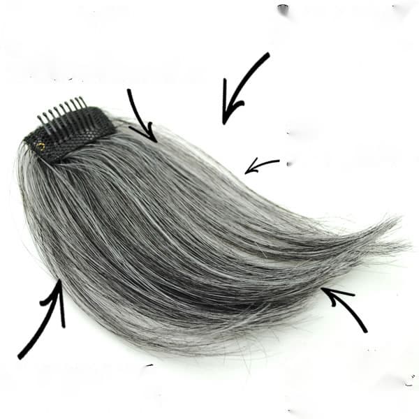 Gray and White Hair Topper Straight Hairpiece Small Hair Extension Pad Voluminous White Hair Simulation Seamless Straight Hairpiece