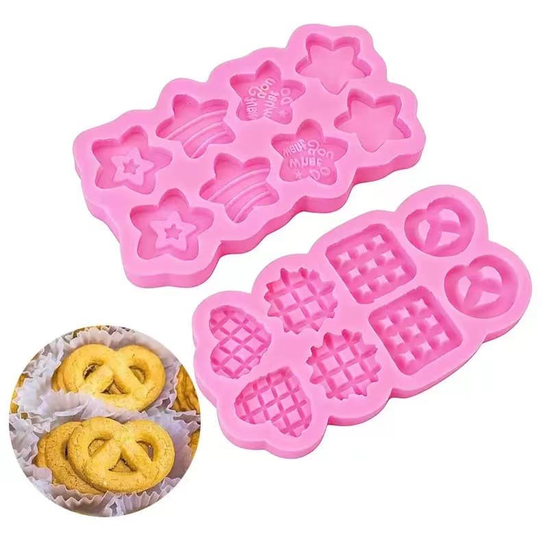 DIY Cookie Silicone Mold Baking Star Heart Fondant Chocolate Gumpaste Silicone Cookie Mold
