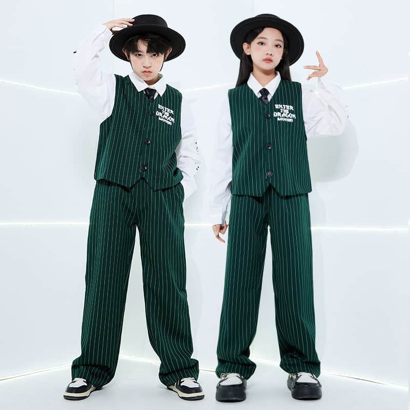 Children's Jazz Dance Vest, Hip-Hop Outfit for Boys, Popping Performance Wear, Locking Dance Costume for Girls, Autumn