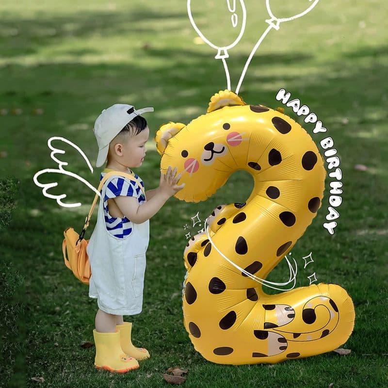 Kids Digital Balloon Birthday Photo Prop Animal Boy Girl Baby 2nd Birthday 3rd Party Decoration Scene Setup Props