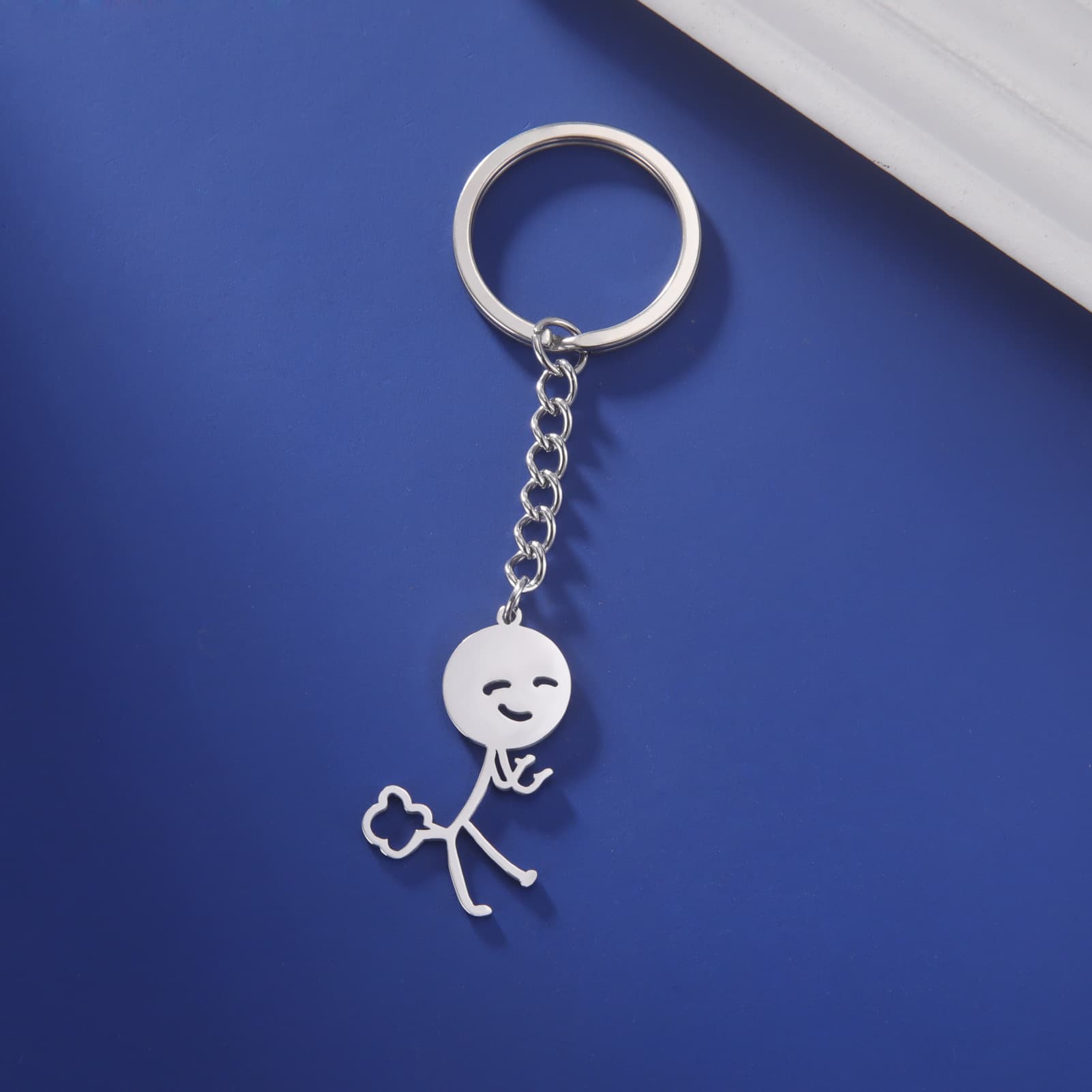Funny Prank Fart Stick Figure Pendant Keychain Stainless Steel Keychain Men Women Jewelry Gift New