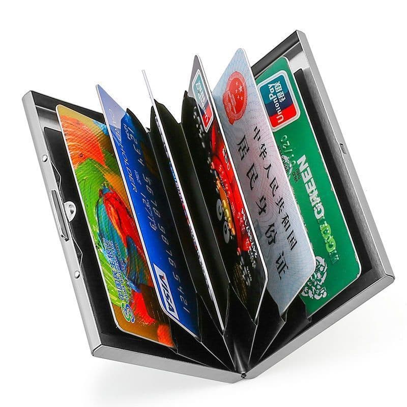 Metal Card Holder for Men and Women, Stainless Steel Anti-Skimming Compact Card Case, Anti-Theft RFID Blocking Bank Card Sleeve, Wallet Card Organizer