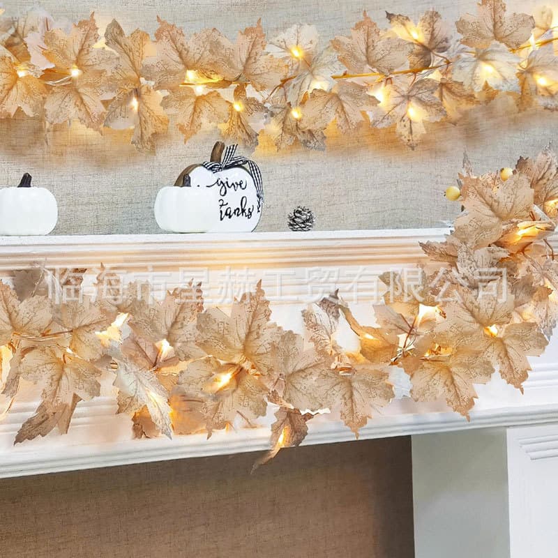 LED String Lights Fabric Maple Leaf Decorative Lights for Thanksgiving, Autumn Harvest, Christmas Maple Leaf Lights