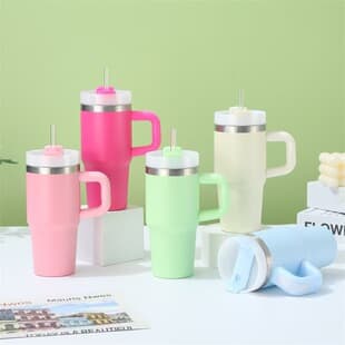 Amazon 304 Stainless Steel Insulated Mug 14OZ with Handle, Hot & Cold Car Cup Portable Ice Tumbler